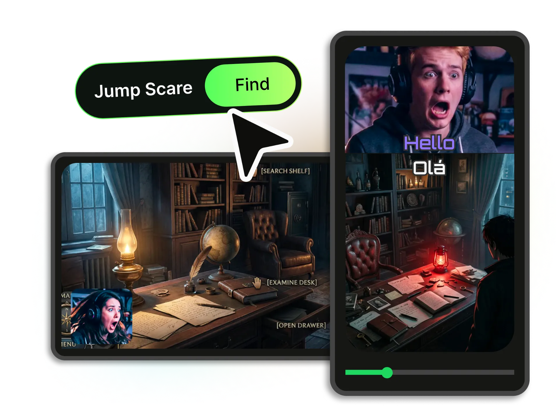 WayinVideo interface showing highlighted gaming moments found from a long stream